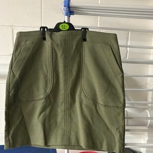 LOFT Olive Pencil Skirt with Pockets